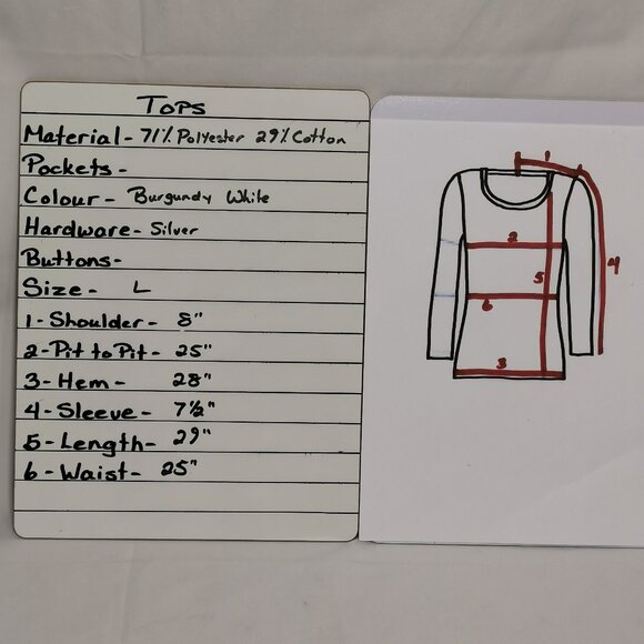 🦋3/$20 Burgundy and White Tee with "Lace-Up" Detail Size L EUC #58 - Picture 7 of 7